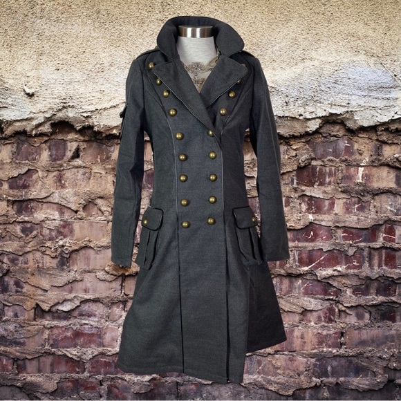 Hell Bunny Army 40s Military Style Steampunk Gothic Corset Coat - Picture 4 of 8